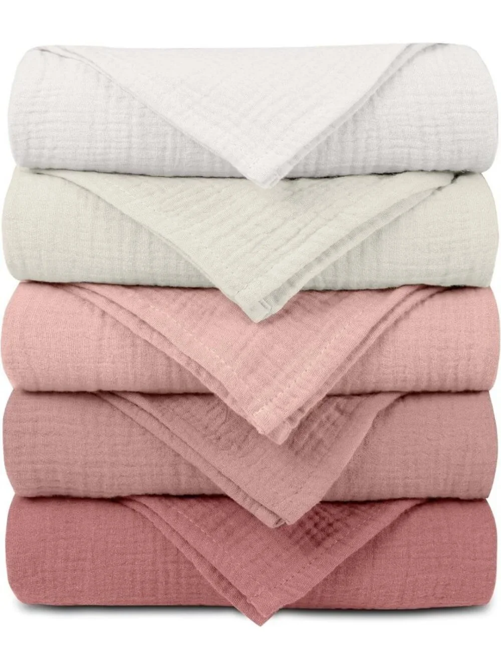 Soft Muslin Receiving Blankets 5 Pack | Breathable Swaddle Wraps for Newborns